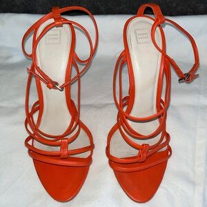 Herve Leger orange leather strappy heel sandals size 39
